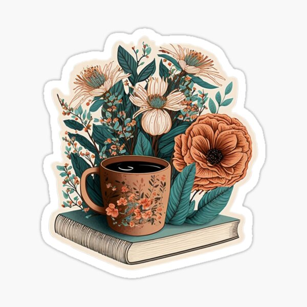 Flowers Growing From Book Sticker for Sale by designsbydiana7