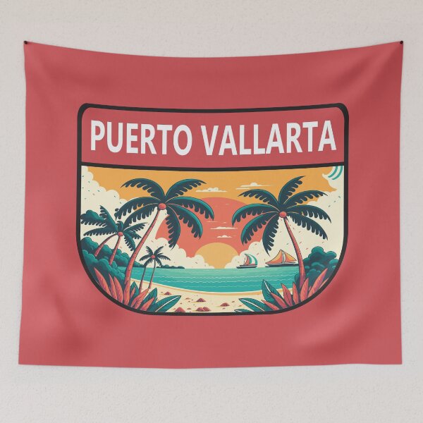 Aperçu de l'œuvre Emblème rétro de Puerto Vallarta Mexique créée et vendue par KrisSidDesigns.