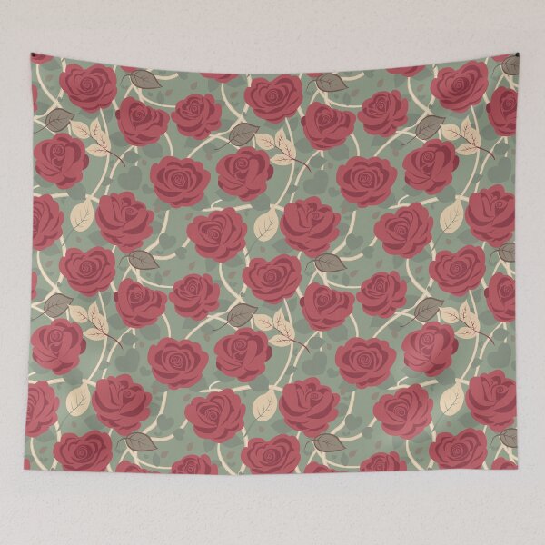 Item preview, Retro Rose Flowers with Green Leaves pattern designed and sold by Moyanana.
