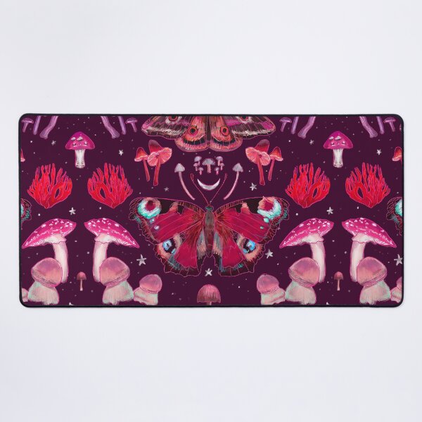 Item preview, Moth and Mushroom Magic Fall Pattern Purple and Pink  designed and sold by ECMazurDesign.