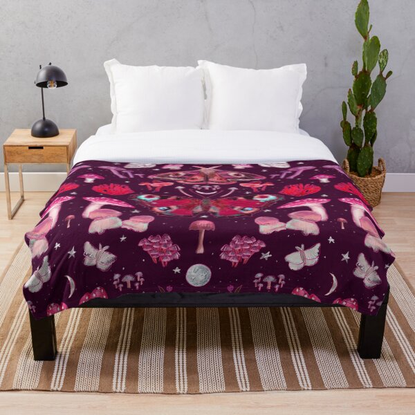 Item preview, Moth and Mushroom Magic Fall Pattern Purple and Pink  designed and sold by ECMazurDesign.
