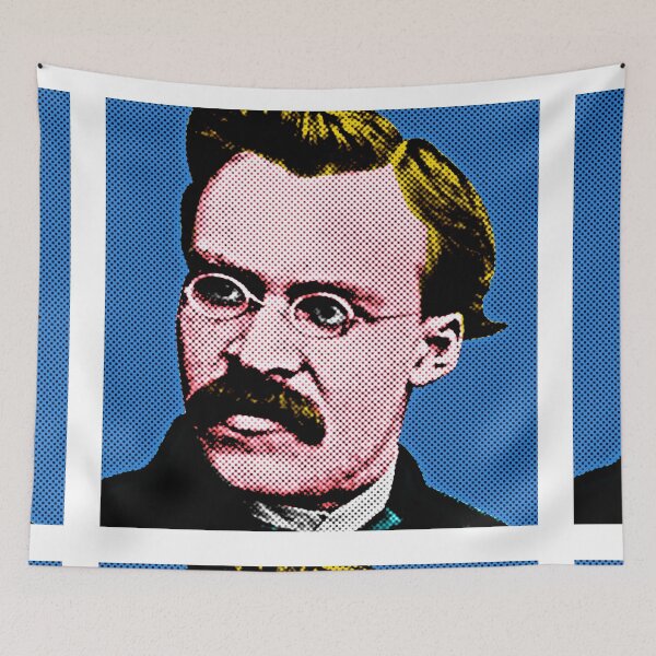 Item preview, Frederick Nietzsche Pop Art Portrait in Blue Background designed and sold by OnlyPopArt.