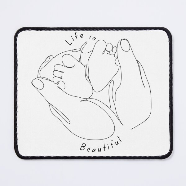 Item preview, Life is Beautiful abstract line art baby feet in hands designed and sold by P3113creates.