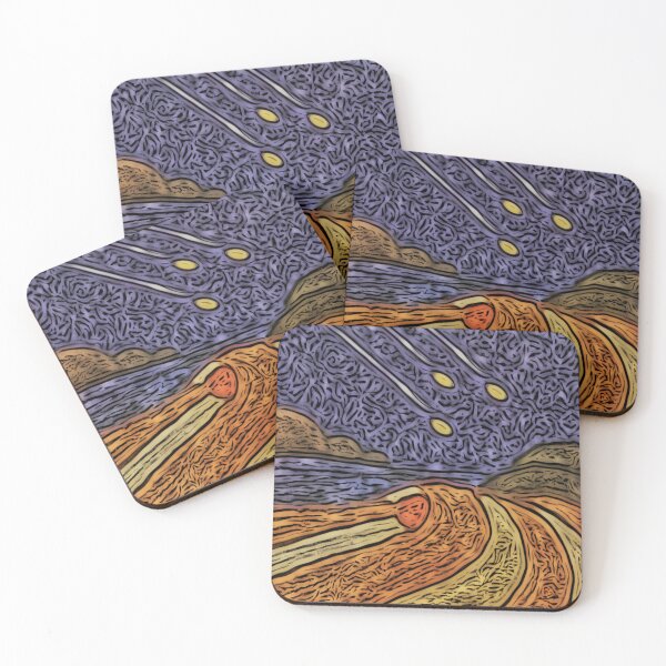 Item preview, Abstract landscape whit falling stars designed and sold by Cyberomiz.