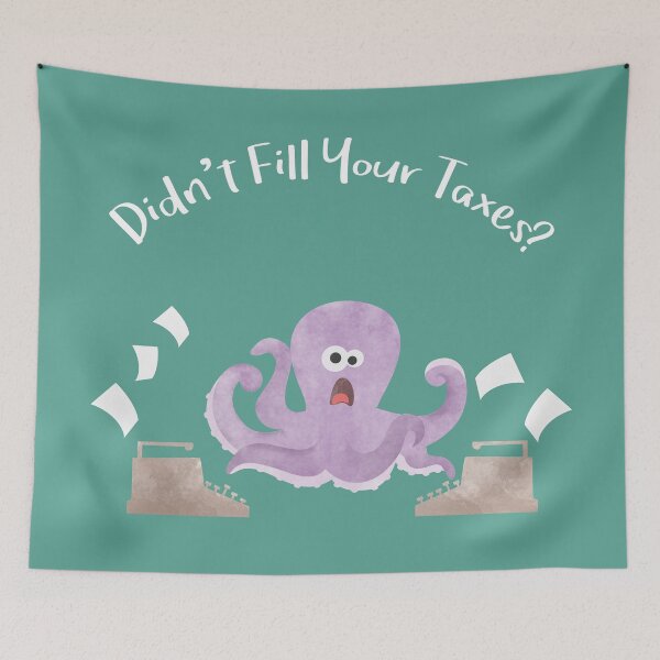 Item preview, Little Pink Octopus Confused with a lot of Tax Paper  designed and sold by thewishdesigns.