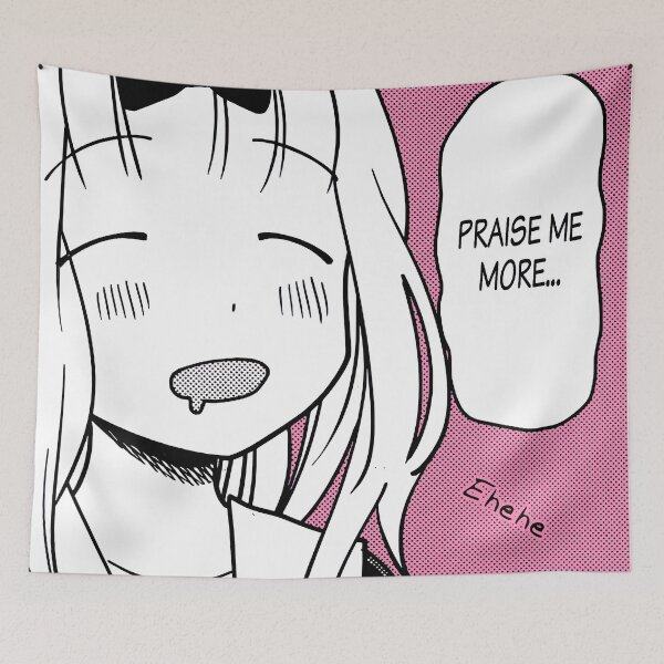Item preview, Fujiwara "Praise Me More..." Love Is War Anime Inspired Pink Tapestry designed and sold by studiodotprints.
