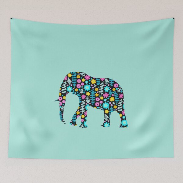 Item preview, Big elephant decorated with flowers and colored leaves designed and sold by AnyMar2023.