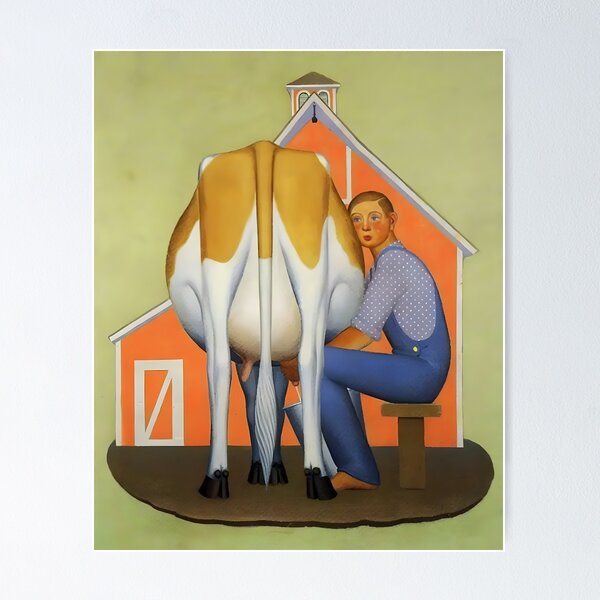 Item preview, Grant Wood  Boy milking a cow designed and sold by TeeARTHY.