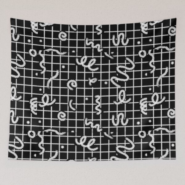 Item preview, Grid with squiggles - black and white designed and sold by Olivia Bussiere.