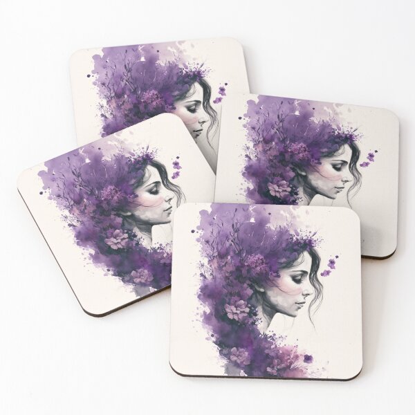 Item preview, Purple illustration of flowers women's day March 8th #MODEL 7 designed and sold by Thewallart.