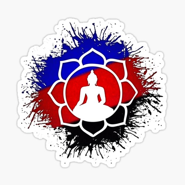 Paint Splatter Polyamory Pride Flag Lotus Symbol Sticker