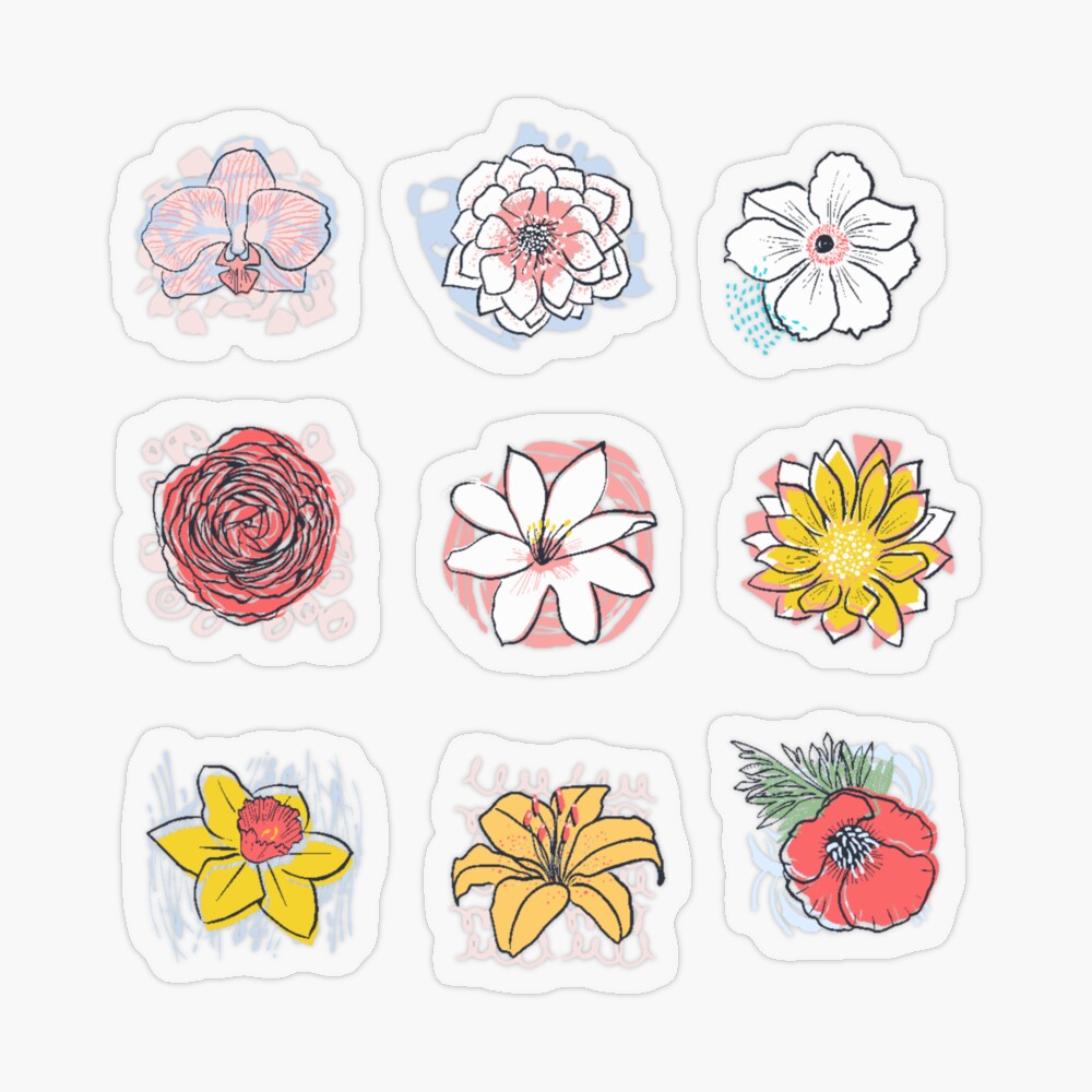 Watercolor flower stickers! 🌹🌸🌺Swipe to see them all : r/GoodNotes