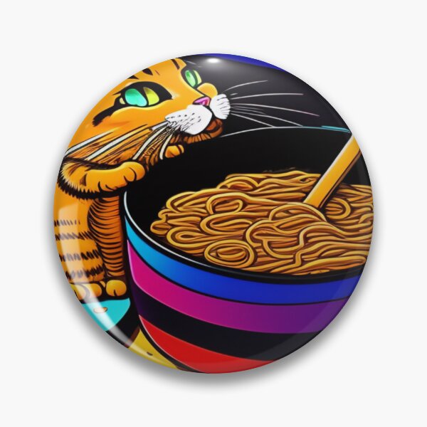 Aperçu de l'œuvre Chat mignon mangeant des spaghettis, chat mignon mangeant des ramen, chat mignon mangeant des nouilles, chat mignon mangeant des pâtes | Art numérique original créée et vendue par ArtworkbyEmmy.