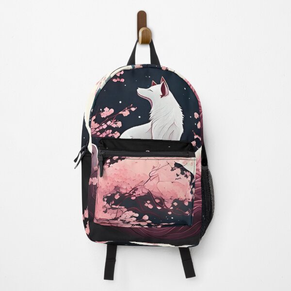 Item preview, Pink and white Kitsune, Cherry blossoms, Full moon designed and sold by ArtShanth.