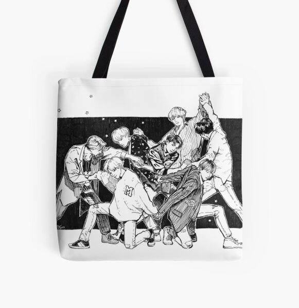 BTS Taehyung Black/White Tote Bag with Zipper – The Urban Walks