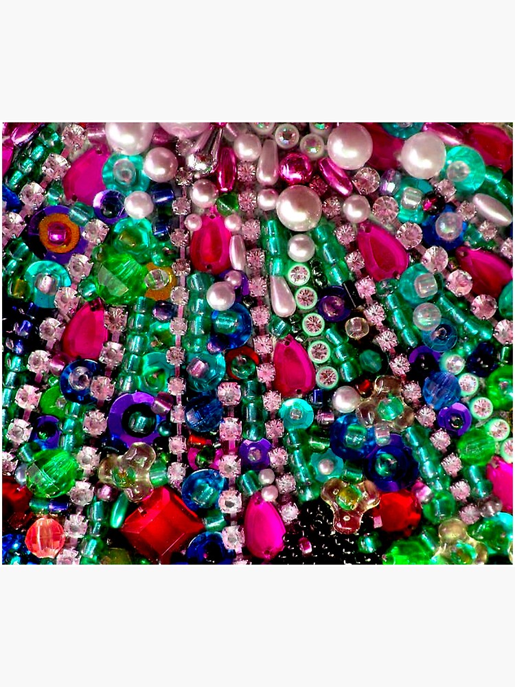 "MARDI GRAS Vintage New Orleans Beads and Gems Print" Sticker for