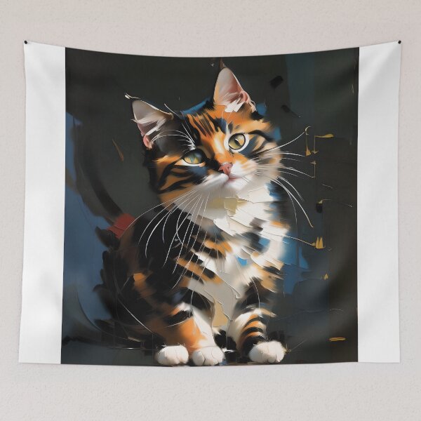 Item preview, Feline Grace: A sleek kitty oil painting designed and sold by KH-GardenEden.