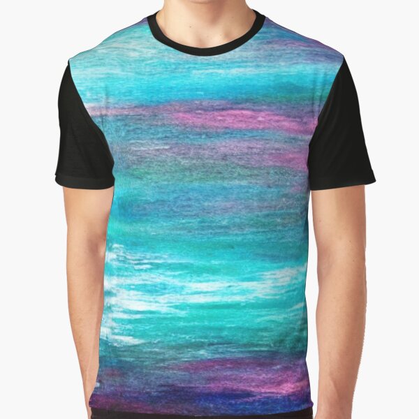 Abstract Turquoise and Pink Ocean Graphic T-Shirt