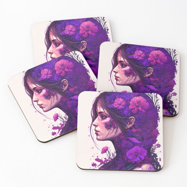 Item preview, Purple illustration of flowers women's day March 8th #MODEL 12 designed and sold by Thewallart.