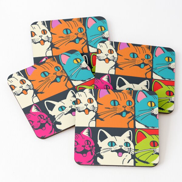 Item preview,  Retro cat 6 happy cats cute 60s designed and sold by popurbanart.