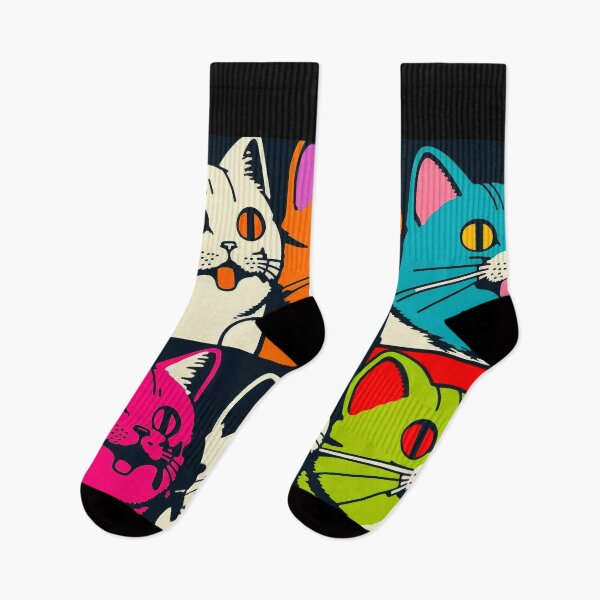 Aperçu de l'œuvre Rétro chat 6 joyeux chats mignon des années 60 créée et vendue par popurbanart.