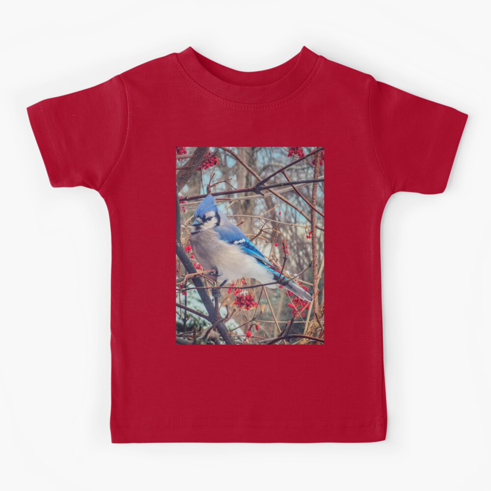 Watchful Blue Jay Graphic T-Shirt (Black, Small)