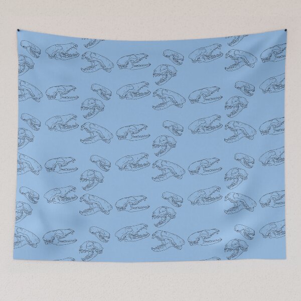 Item preview, North American Predator Skulls Black Lines Blue designed and sold by Ashley Gagnon.