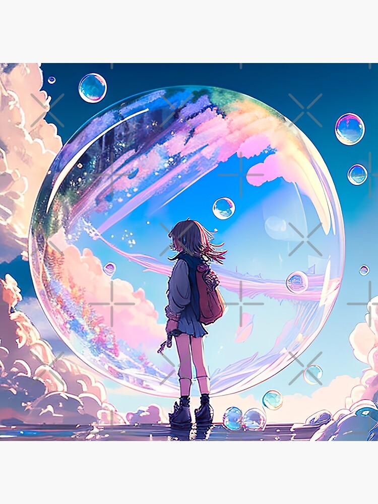 Anime Girl Making Soap Bubbles - Paint by Numbers Home