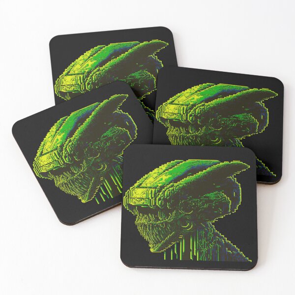 Item preview, alien extraterrestrial invasion pixel art in matrix style designed and sold by popurbanart.