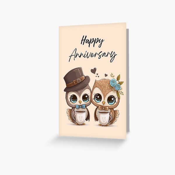 Item preview, Happy Anniversary Greeting Card Owls Couple  designed and sold by TuckerLogan.