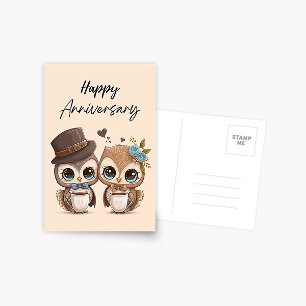Item preview, Happy Anniversary Greeting Card Owls Couple  designed and sold by TuckerLogan.