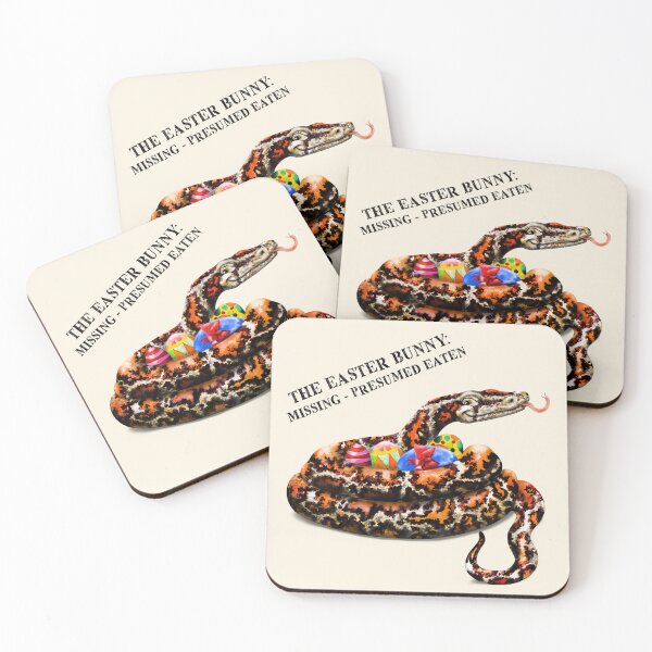 Item preview, The Easter Bunny: Missing - Presumed Eaten | Cartoon Burmese Python  designed and sold by Snootrac.