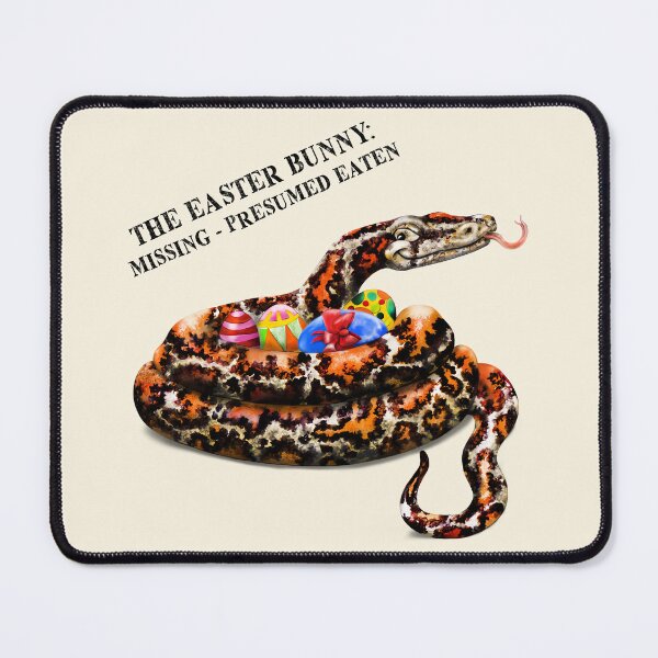 Item preview, The Easter Bunny: Missing - Presumed Eaten | Cartoon Burmese Python  designed and sold by Snootrac.