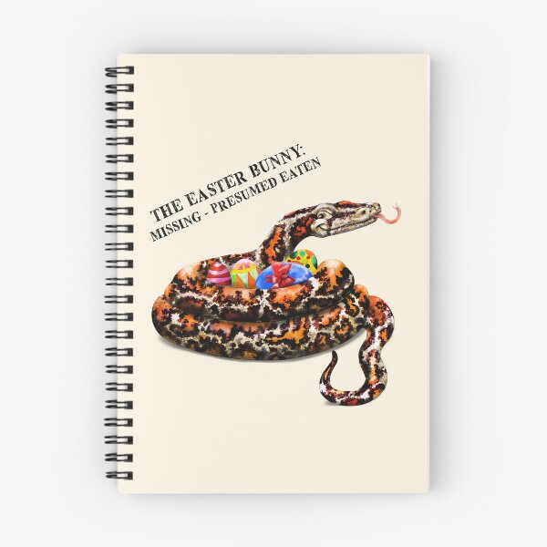 Item preview, The Easter Bunny: Missing - Presumed Eaten | Cartoon Burmese Python designed and sold by Snootrac.