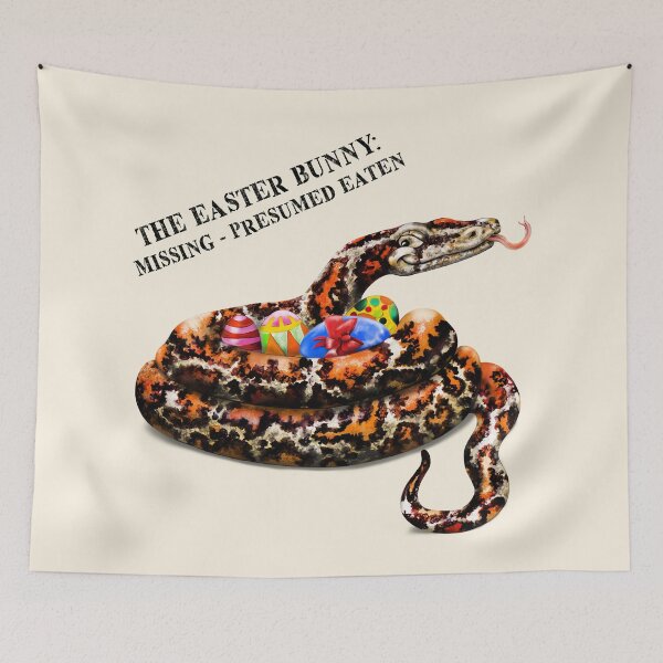 Item preview, The Easter Bunny: Missing - Presumed Eaten | Cartoon Burmese Python  designed and sold by Snootrac.