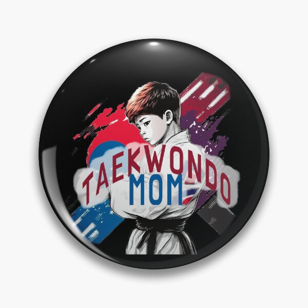 Aperçu de l'œuvre Garçon qui fait du Taekwondo avec citation "Taekwondo Mom" créée et vendue par NSH Web.