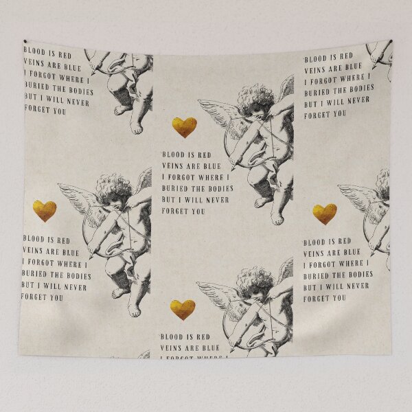 Item preview, Funny Roses are Red Poem Gothic Valentines Cherub and Gold Heart designed and sold by Monica Laipple.