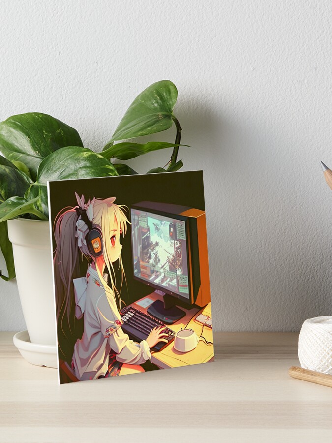 Anime Gamer Girl Art Board Print for Sale by shoxio