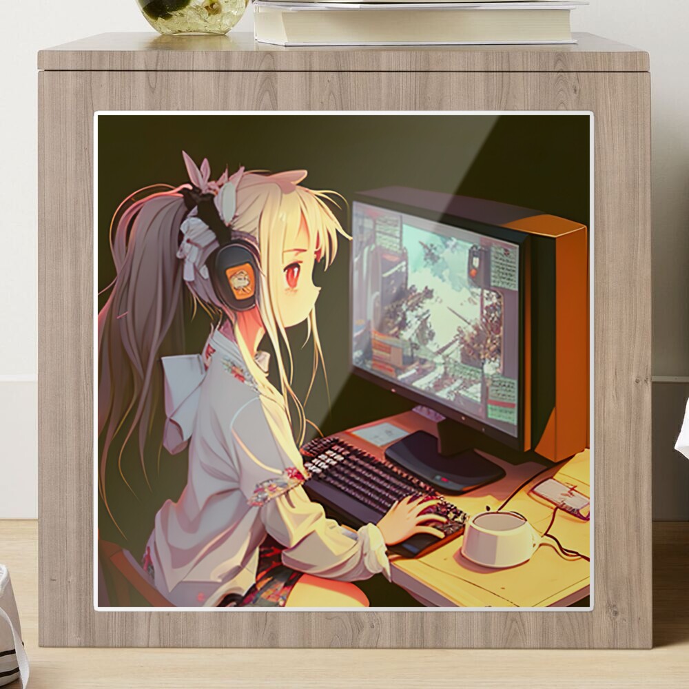 Gamer anime girl illustration wall art - TenStickers