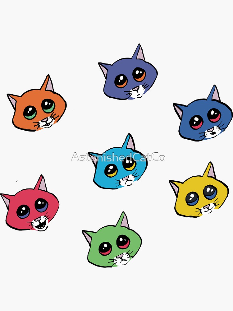 Thumbnail 3 of 3, Sticker, Cute Cat Faces - Astonished Cat Company designed and sold by AstonishedCatCo.