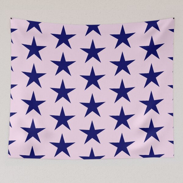 Item preview, Dark Blue  Five Point Star on Pale Pink designed and sold by KeksWorkroom.