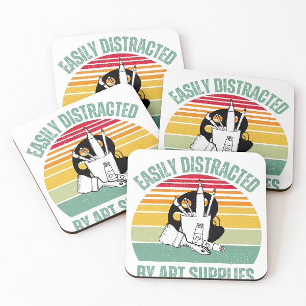 Item preview, Easily Distracted By Art Supplies, Retro Design, Funny Saying designed and sold by KirwanArt.