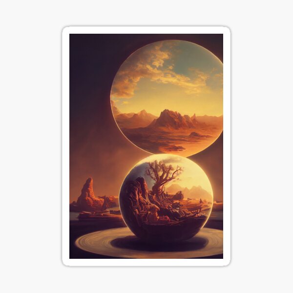 Celestial Planet with Worlds Inside Painting Sticker