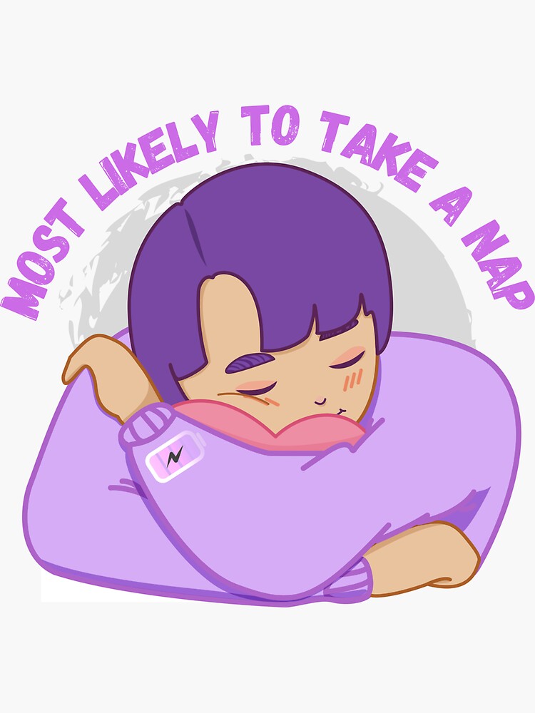 most-likely-to-take-a-nap-sticker-for-sale-by-ideaworld-redbubble