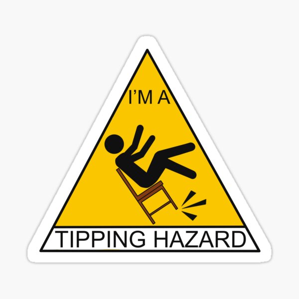 "Falling Person, Chair Tipping Hazard Sticker" Sticker for Sale by