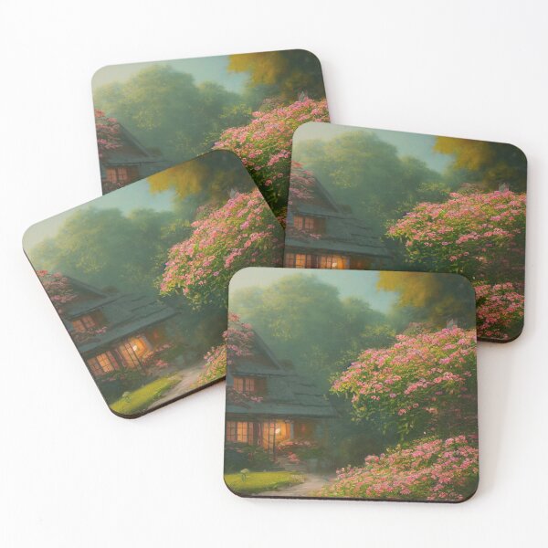 Item preview, Cottage Garden Home with Pink Flowers Painting designed and sold by bryanchvzz.