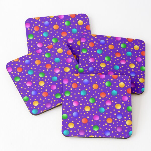 Item preview, Colorful Polka Dots On Purple Background designed and sold by TheCatmeow2000.