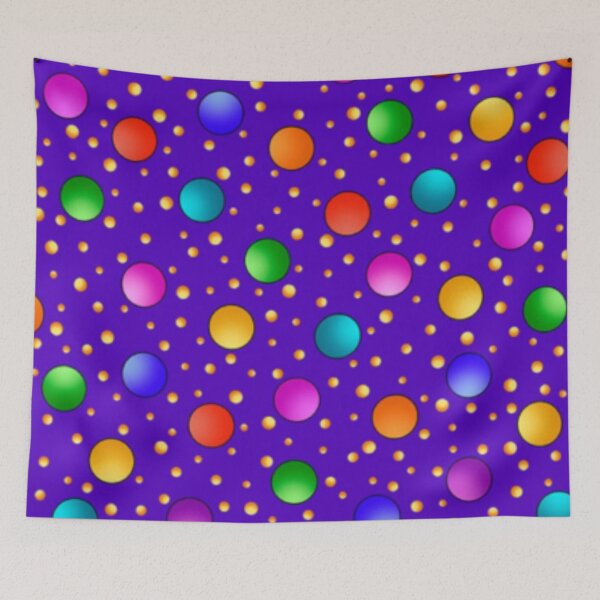 Item preview, Colorful Polka Dots On Purple Background designed and sold by TheCatmeow2000.