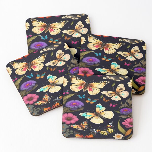 Item preview, Butterflies and Flowers on Black designed and sold by calibrit.