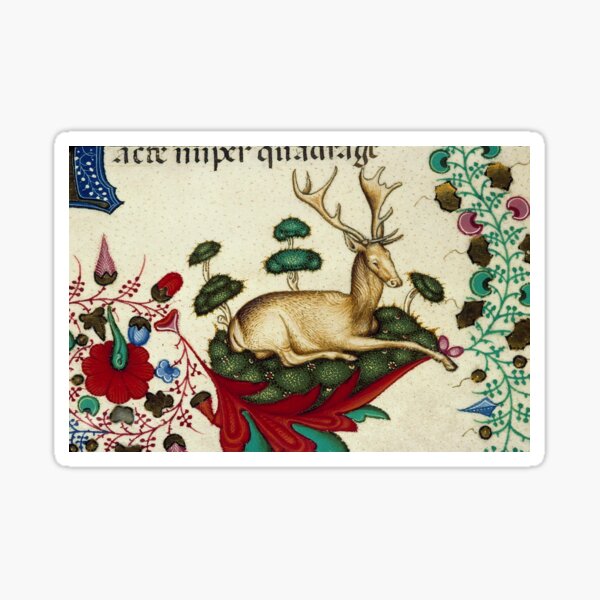 Vista previa del artículo con la obra «Descanso de ciervo medieval: marginalia de 1430», diseñado y vendido por ebrawne.